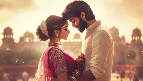 Golden Hour Romance: Indian Wedding Portrait.