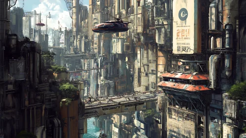 Dense vertical cityscape with elevated transit and towers.