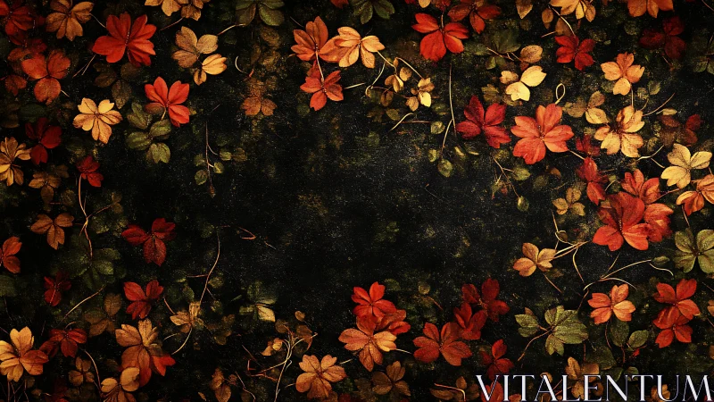 Autumn leaves encircle a deep velvet dusk of quiet wonder.