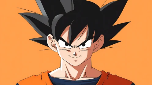 Spiky haired anime warrior in bold orange portrait profile.