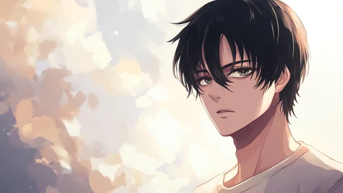 Soft evening light wraps a thoughtful anime boy in calm