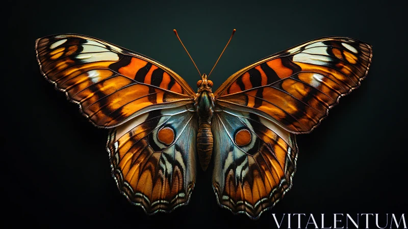 Butterfly specimen is centered with symmetrical open wings