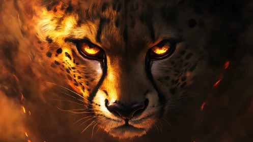 Inferno Eyes: The Leopard Burns with Ancient Mystique