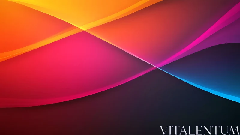 Vibrant overlapping color waves on dark gradient background.