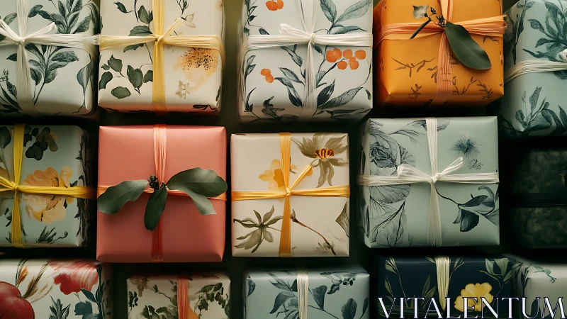 Floral gift boxes line up like a soft symphony of surprises.