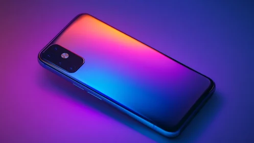 Gradient-Rendered Smartphone: Neon Cyberpunk Aesthetic Display.