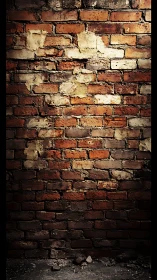 Weathered brick wall glows softly in warm, moody light