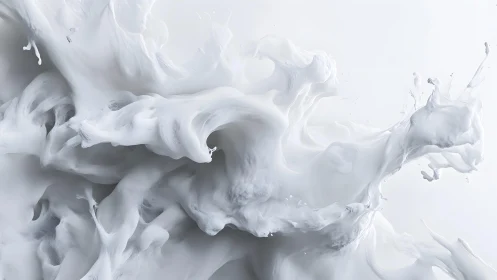 Dynamic white fluid splash abstract art with smooth flowing textures.