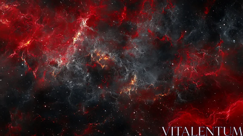 Nebular inferno swirling through crimson starfields.