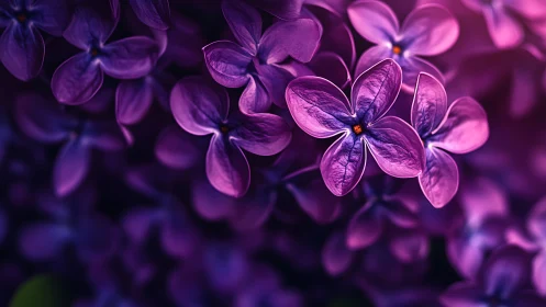 Luminous Lilac Blooms in Purple Twilight.