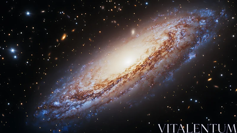 Spiral galaxy with bright core in dense star field.