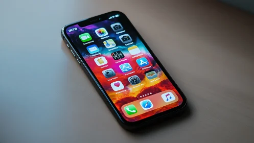 Vibrant iPhone Home Screen Displaying Colorful App Icons