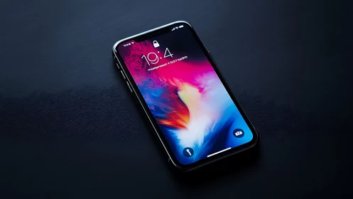 Smartphone Display Lock Screen with Gradient Wallpaper