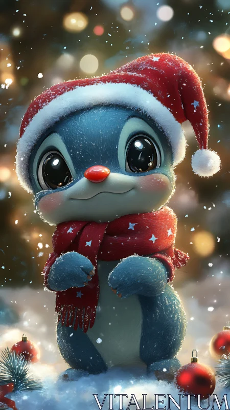Snow-bright critter practices holiday magic with twinkling eyes