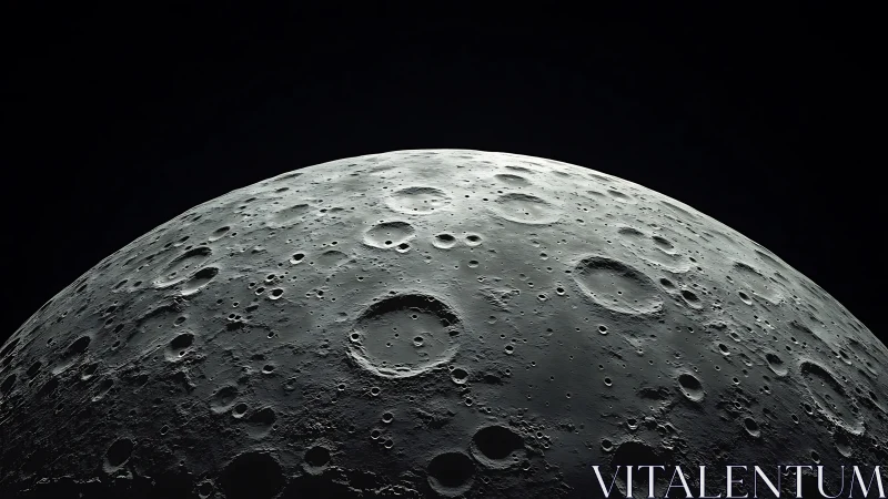 Silent moonrise over a cratered lunar horizon in shadow.