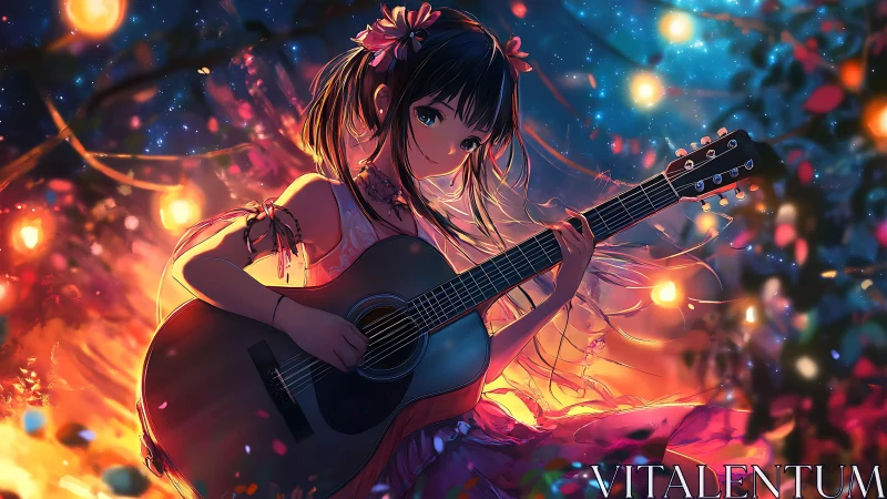 Starlit garden guitarist weaving firefly lullabies.