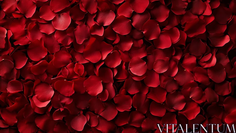 Crimson rose petals cascade across darkness.