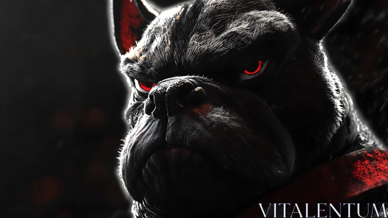 3D cinematic bulldog portrait with dramatic rim lighting.