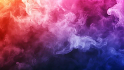Vibrant multicolor smoke wisps drift through dark void