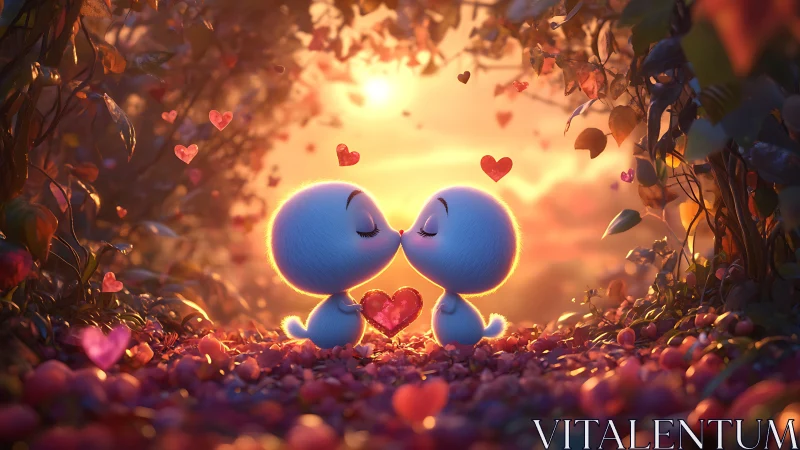 Two Luminous Hearts Sealed by Love's Radiant Kiss.