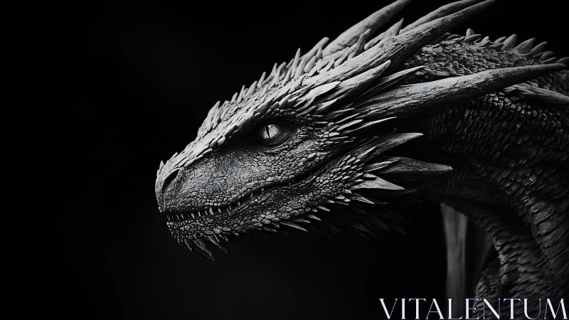 Regal dragon portrait glowing softly against deep shadowed night.