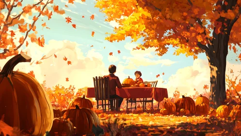 Pumpkins overhear a golden autumn picnic conversation