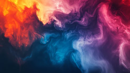 Vivid swirling abstract clouds in red, blue and purple tones.