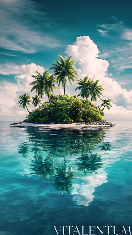 Tropical Island Metaphor: Above-Below Water Reflection Composite.