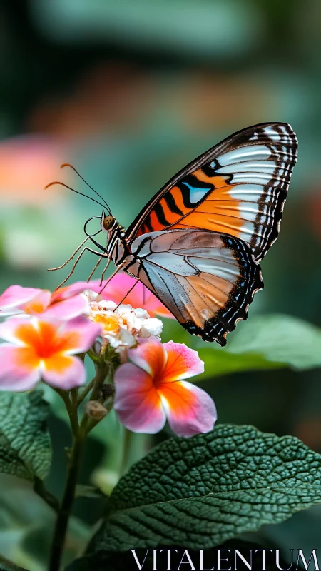 Gentle butterfly pauses on bright blossoms in soft garden light