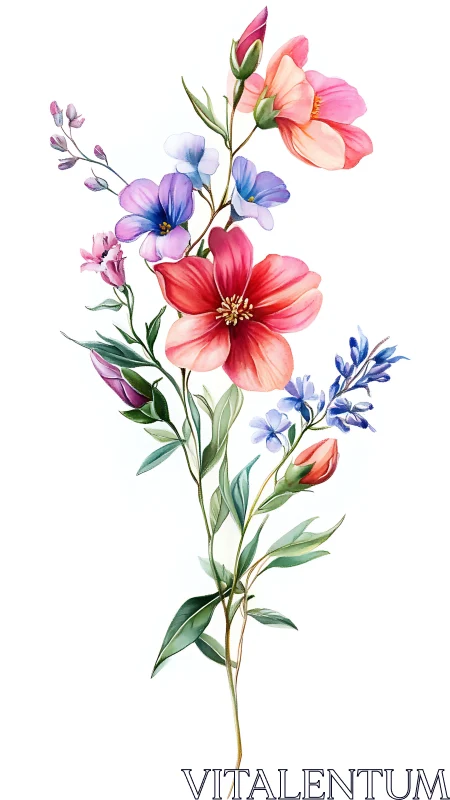 Garden's Gentle Song: Watercolor Florals.