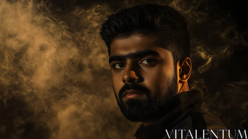Low-key cinematic male portrait with dramatic rim lighting