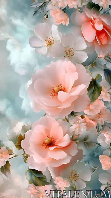 Luminous Blooms Against Soft Aquamarine Sky.