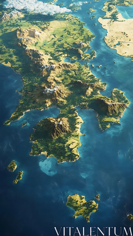 Aerial View of British Isles from Flight Path