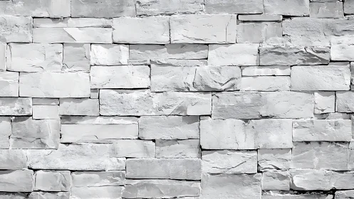 Monochrome stacked stone masonry wall with rough cut blocks