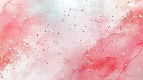 Soft pink watercolor clouds with scattered gold speckles.