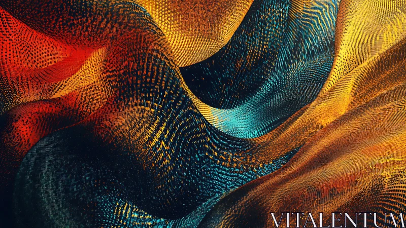 Parametric wavefields of colored point clouds form flowing surfaces