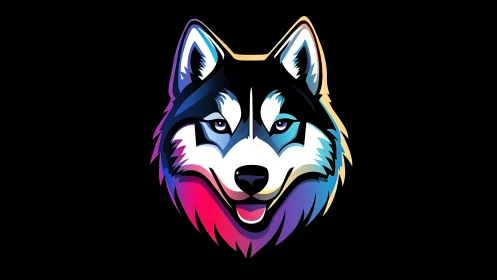 Neon dusk wolf emblem glowing with cool chromatic swagger.