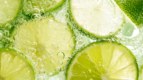 Effervescent lime slices in crisp high-key macro composition.