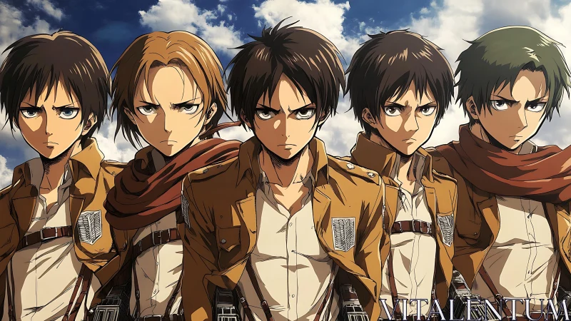 Fierce anime squad stands united in crisp Survey Corps gear
