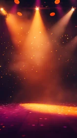 Multicolor theatrical spotlights illuminating atmospheric haze.