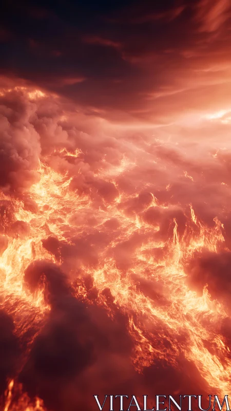 Celestial Inferno: Where Clouds Ignite Golden Fury Across Darkened Sky