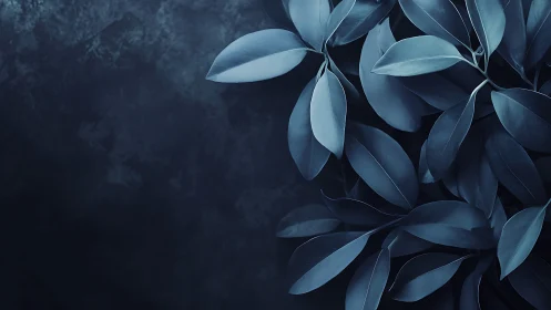 Moody monochrome foliage against textured dark background.