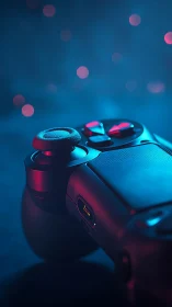 Game Controller with LED Lighting in Blue and Magenta Environment