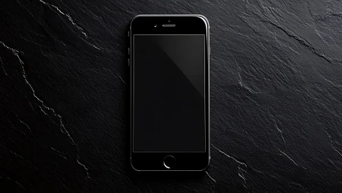 Minimalist Smartphone Mockup on Textured Dark Slate Surface.