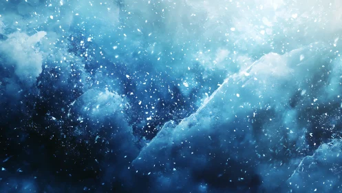 Cryogenic turbulence across fragmented glacial ice strata.