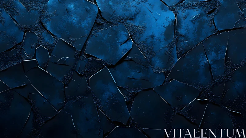 Abstract dark blue cracked surface texture, digital art design.