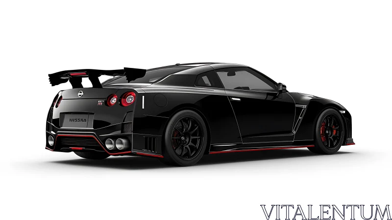 Midnight black GT-R poised like a stealth track predator.
