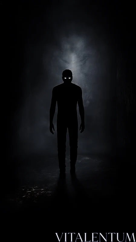 Midnight silhouette stalks through a tunnel of breathing dark.