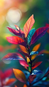Digital painting of iridescent foliage with bokeh depth field.