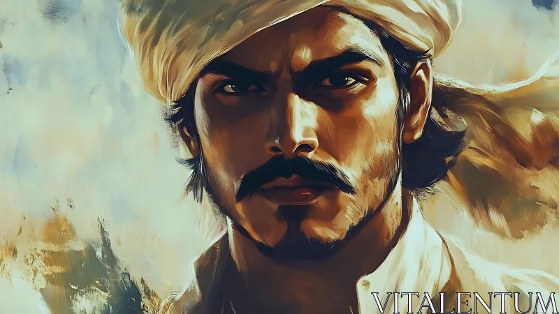 Intense turbaned portrait in sunlit painterly brushwork.